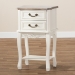 Baxton Studio Amalie Antique French Country Cottage Two-Tone White and Oak Finished 2-Drawer Wood End Table - JY17B088-White-ET