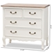 Baxton Studio Amalie Antique French Country Cottage Two-Tone White and Oak Finished 4-Drawer Accent Storage Cabinet - JY17B093-White-4DW-Cabinet