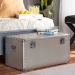 Baxton Studio Serge French Industrial Silver Metal Storage Trunk - JY17B172M-Silver-1PC Ottoman