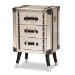 Baxton Studio Dilan Vintage Industrial Antique Silver Finished Metal Trunk Inspired 3-Drawer End Table
