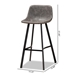 Baxton Studio Tani Rustic Industrial Grey and Brown Faux Leather Upholstered Black Finished 2-Piece Metal Bar Stool Set - T-18209-Greyish Brown/Black-BS
