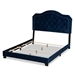 Baxton Studio Samantha Modern and Contemporary Navy Blue Velvet Fabric Upholstered Queen Size Button Tufted Bed - Samantha-Navy Blue-Queen