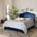 Baxton Studio Samantha Modern and Contemporary Navy Blue Velvet Fabric Upholstered Queen Size Button Tufted Bed - Samantha-Navy Blue-Queen