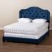 Baxton Studio Samantha Modern and Contemporary Navy Blue Velvet Fabric Upholstered Queen Size Button Tufted Bed - Samantha-Navy Blue-Queen
