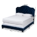 Baxton Studio Samantha Modern and Contemporary Navy Blue Velvet Fabric Upholstered Queen Size Button Tufted Bed - Samantha-Navy Blue-Queen