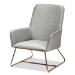 Baxton Studio Sennet Glam and Luxe Grey Velvet Fabric Upholstered Gold Finished Armchair