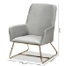 Baxton Studio Sennet Glam and Luxe Grey Velvet Fabric Upholstered Gold Finished Armchair - SF1802-Grey Velvet/Gold-CC