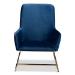 Baxton Studio Sennet Glam and Luxe Navy Blue Velvet Fabric Upholstered Gold Finished Armchair - SF1802-Navy Blue Velvet/Gold-CC