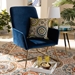 Baxton Studio Sennet Glam and Luxe Navy Blue Velvet Fabric Upholstered Gold Finished Armchair - SF1802-Navy Blue Velvet/Gold-CC