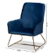 Baxton Studio Sennet Glam and Luxe Navy Blue Velvet Fabric Upholstered Gold Finished Armchair - SF1802-Navy Blue Velvet/Gold-CC