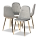 Baxton Studio Elyse Glam and Luxe Grey Velvet Fabric Upholstered Gold Finished 4-Piece Metal Dining Chair Set