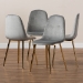 Baxton Studio Elyse Glam and Luxe Grey Velvet Fabric Upholstered Gold Finished 4-Piece Metal Dining Chair Set - DC150-Grey Velvet/Gold-DC