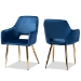 Baxton Studio Germaine Glam and Luxe Navy Blue Velvet Fabric Upholstered Gold Finished 2-Piece Metal Dining Chair Set