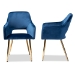 Baxton Studio Germaine Glam and Luxe Navy Blue Velvet Fabric Upholstered Gold Finished 2-Piece Metal Dining Chair Set - DC144-Navy Blue Velvet/Gold-DC