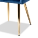 Baxton Studio Germaine Glam and Luxe Navy Blue Velvet Fabric Upholstered Gold Finished 2-Piece Metal Dining Chair Set - DC144-Navy Blue Velvet/Gold-DC