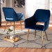 Baxton Studio Germaine Glam and Luxe Navy Blue Velvet Fabric Upholstered Gold Finished 2-Piece Metal Dining Chair Set - DC144-Navy Blue Velvet/Gold-DC