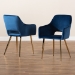 Baxton Studio Germaine Glam and Luxe Navy Blue Velvet Fabric Upholstered Gold Finished 2-Piece Metal Dining Chair Set - DC144-Navy Blue Velvet/Gold-DC