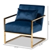 Baxton Studio Mira Glam and Luxe Navy Blue Velvet Fabric Upholstered Gold Finished Metal Lounge Chair - TSF-60458-Navy Velvet/Gold-CC