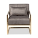 Baxton Studio Mira Glam and Luxe Grey Velvet Fabric Upholstered Gold Finished Metal Lounge Chair - TSF-60458-Grey Velvet/Gold-CC
