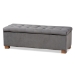 Baxton Studio Roanoke Modern and Contemporary Grey Velvet Fabric Upholstered Grid-Tufted Storage Ottoman Bench