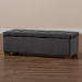 Baxton Studio Roanoke Modern and Contemporary Grey Velvet Fabric Upholstered Grid-Tufted Storage Ottoman Bench - BBT3101-Grey Velvet/Walnut-Otto