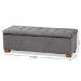 Baxton Studio Roanoke Modern and Contemporary Grey Velvet Fabric Upholstered Grid-Tufted Storage Ottoman Bench - BBT3101-Grey Velvet/Walnut-Otto