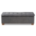 Baxton Studio Roanoke Modern and Contemporary Grey Velvet Fabric Upholstered Grid-Tufted Storage Ottoman Bench - BBT3101-Grey Velvet/Walnut-Otto