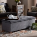 Baxton Studio Roanoke Modern and Contemporary Grey Velvet Fabric Upholstered Grid-Tufted Storage Ottoman Bench - BBT3101-Grey Velvet/Walnut-Otto