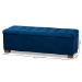 Baxton Studio Roanoke Modern and Contemporary Navy Blue Velvet Fabric Upholstered Grid-Tufted Storage Ottoman Bench - BBT3101-Navy Velvet/Walnut-Otto