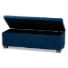 Baxton Studio Roanoke Modern and Contemporary Navy Blue Velvet Fabric Upholstered Grid-Tufted Storage Ottoman Bench - BBT3101-Navy Velvet/Walnut-Otto