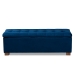 Baxton Studio Roanoke Modern and Contemporary Navy Blue Velvet Fabric Upholstered Grid-Tufted Storage Ottoman Bench - BBT3101-Navy Velvet/Walnut-Otto