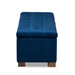 Baxton Studio Roanoke Modern and Contemporary Navy Blue Velvet Fabric Upholstered Grid-Tufted Storage Ottoman Bench - BBT3101-Navy Velvet/Walnut-Otto