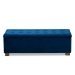 Baxton Studio Roanoke Modern and Contemporary Navy Blue Velvet Fabric Upholstered Grid-Tufted Storage Ottoman Bench - BBT3101-Navy Velvet/Walnut-Otto
