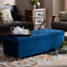 Baxton Studio Roanoke Modern and Contemporary Navy Blue Velvet Fabric Upholstered Grid-Tufted Storage Ottoman Bench - BBT3101-Navy Velvet/Walnut-Otto