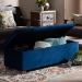 Baxton Studio Roanoke Modern and Contemporary Navy Blue Velvet Fabric Upholstered Grid-Tufted Storage Ottoman Bench - BBT3101-Navy Velvet/Walnut-Otto