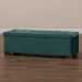 Baxton Studio Roanoke Modern and Contemporary Teal Blue Velvet Fabric Upholstered Grid-Tufted Storage Ottoman Bench - BBT3101-Teal Velvet/Walnut-Otto