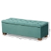 Baxton Studio Roanoke Modern and Contemporary Teal Blue Velvet Fabric Upholstered Grid-Tufted Storage Ottoman Bench - BBT3101-Teal Velvet/Walnut-Otto
