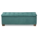 Baxton Studio Roanoke Modern and Contemporary Teal Blue Velvet Fabric Upholstered Grid-Tufted Storage Ottoman Bench - BBT3101-Teal Velvet/Walnut-Otto