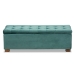 Baxton Studio Roanoke Modern and Contemporary Teal Blue Velvet Fabric Upholstered Grid-Tufted Storage Ottoman Bench - BBT3101-Teal Velvet/Walnut-Otto