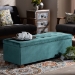 Baxton Studio Roanoke Modern and Contemporary Teal Blue Velvet Fabric Upholstered Grid-Tufted Storage Ottoman Bench - BBT3101-Teal Velvet/Walnut-Otto