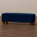 Baxton Studio Hannah Modern and Contemporary Navy Blue Velvet Fabric Upholstered Button-Tufted Storage Ottoman Bench - BBT3136-Navy Velvet/Walnut-Otto