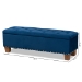 Baxton Studio Hannah Modern and Contemporary Navy Blue Velvet Fabric Upholstered Button-Tufted Storage Ottoman Bench - BBT3136-Navy Velvet/Walnut-Otto