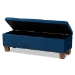 Baxton Studio Hannah Modern and Contemporary Navy Blue Velvet Fabric Upholstered Button-Tufted Storage Ottoman Bench - BBT3136-Navy Velvet/Walnut-Otto