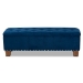 Baxton Studio Hannah Modern and Contemporary Navy Blue Velvet Fabric Upholstered Button-Tufted Storage Ottoman Bench - BBT3136-Navy Velvet/Walnut-Otto