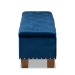 Baxton Studio Hannah Modern and Contemporary Navy Blue Velvet Fabric Upholstered Button-Tufted Storage Ottoman Bench - BBT3136-Navy Velvet/Walnut-Otto