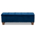 Baxton Studio Hannah Modern and Contemporary Navy Blue Velvet Fabric Upholstered Button-Tufted Storage Ottoman Bench - BBT3136-Navy Velvet/Walnut-Otto