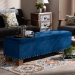 Baxton Studio Hannah Modern and Contemporary Navy Blue Velvet Fabric Upholstered Button-Tufted Storage Ottoman Bench - BBT3136-Navy Velvet/Walnut-Otto