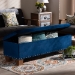 Baxton Studio Hannah Modern and Contemporary Navy Blue Velvet Fabric Upholstered Button-Tufted Storage Ottoman Bench - BBT3136-Navy Velvet/Walnut-Otto