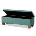 Baxton Studio Hannah Modern and Contemporary Teal Blue Velvet Fabric Upholstered Button-Tufted Storage Ottoman Bench - BBT3136-Teal Velvet/Walnut-Otto