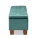 Baxton Studio Hannah Modern and Contemporary Teal Blue Velvet Fabric Upholstered Button-Tufted Storage Ottoman Bench - BBT3136-Teal Velvet/Walnut-Otto